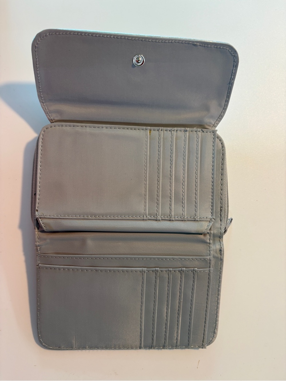 Metallic Silver Women's Clutch Wallet - Sleek Everyday Bag - Picture 2 of 3